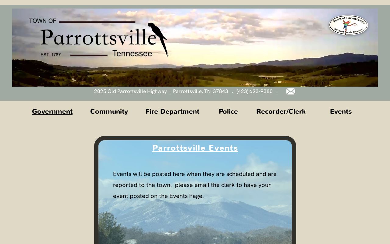 Parrottsville town Police page for recent arrest records